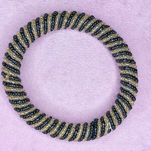 458. Black and Gold Seed Beads Glass Beaded Bracelet
